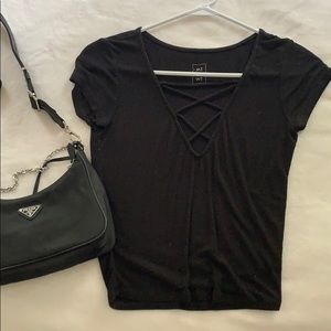 Black criss cross crop top